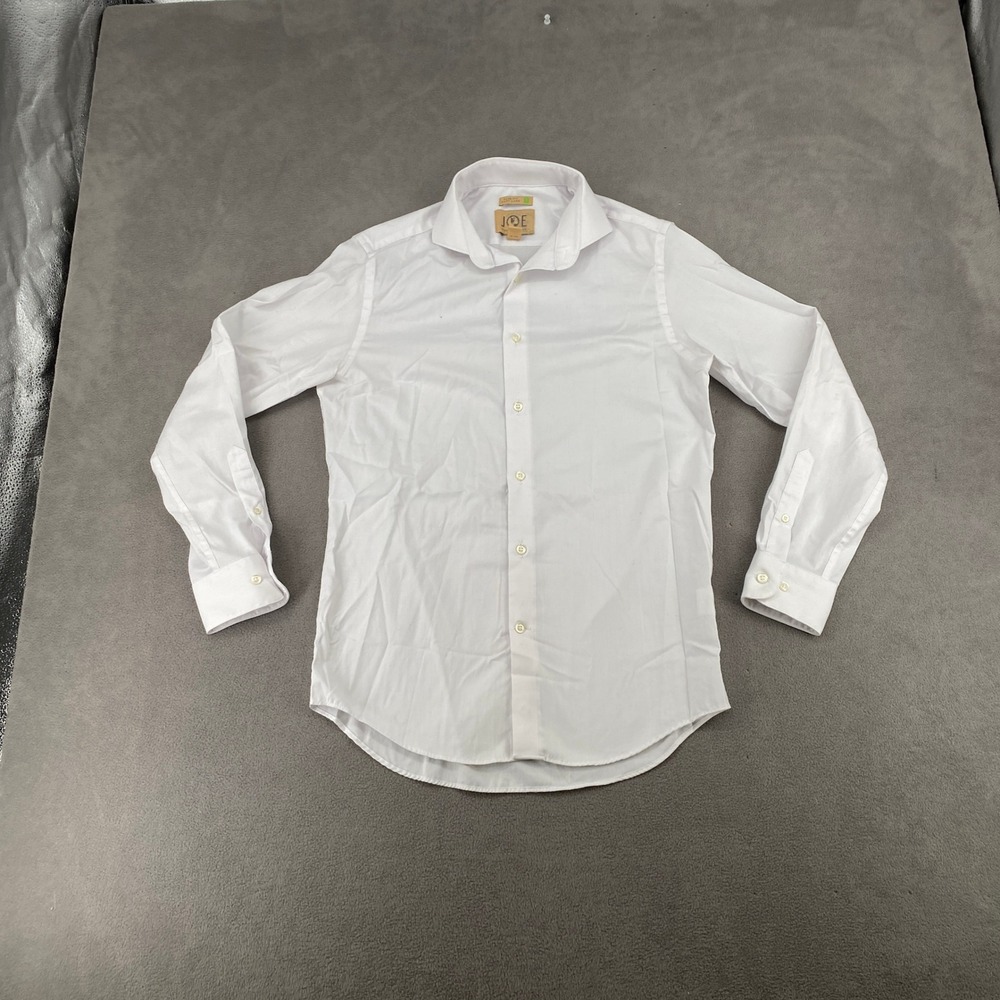 Joseph Abboud JOE Mens Slim Fit White Herringbone Dress Shirt 15 32/33 Easy Care